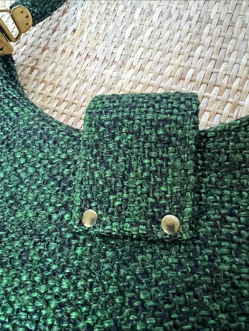 Vintage 70s Tweed Crown Lewis Handbags Hobo Bag green black Corporate goth Retro